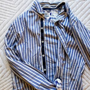 Fitted striped button down